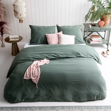 Walra Vintage Cotton Dekbedovertrek - Donkergroen