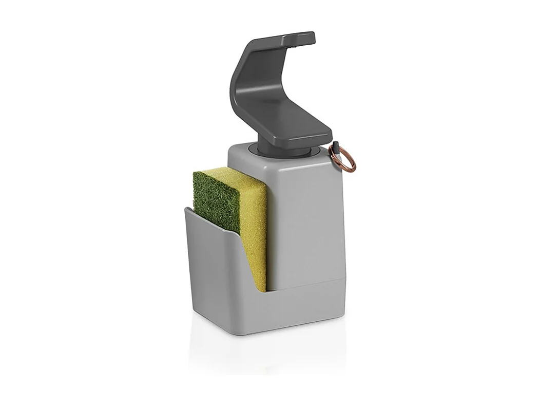 Zeepdispenser Soap Tex met Spons- en Ringhouder – Grijs