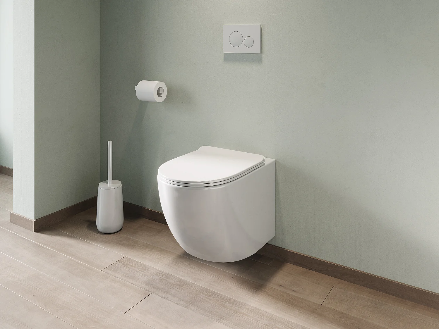 Witte hang-wc van keramiek zonder rand, JAVOINE