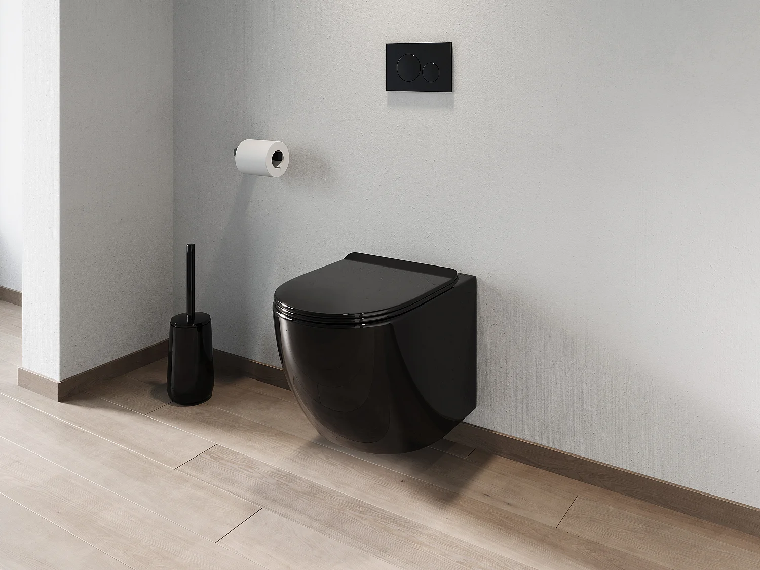 Zwarte hang-wc van keramiek zonder rand, L36 x H 36 cm, JAVOINE