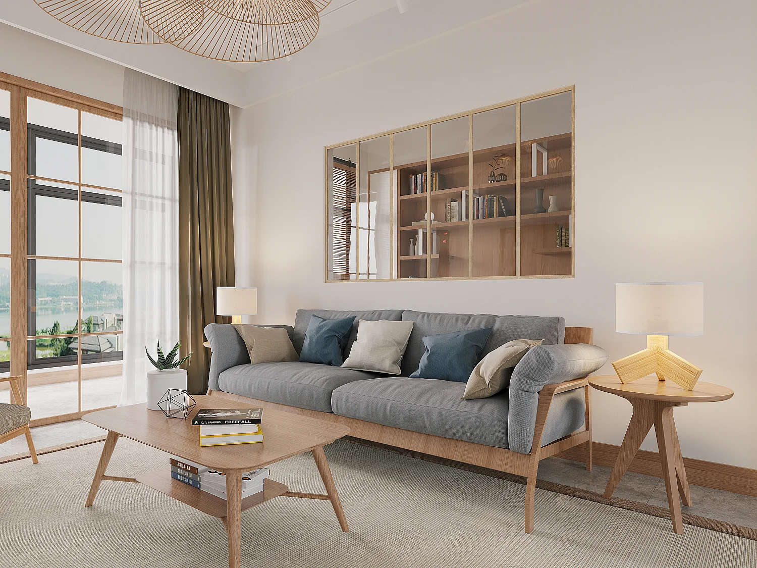 Glazen binnenraam van gepoederlakt aluminium – 180 x 105 cm – naturelkleur – BAYVIEW
