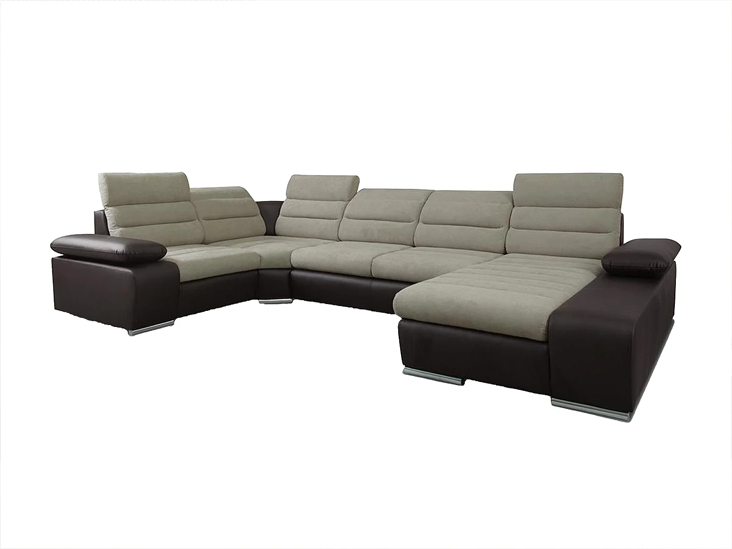 XXL hoekbedbank BOILEAU – beige en chocolade – hoek rechts