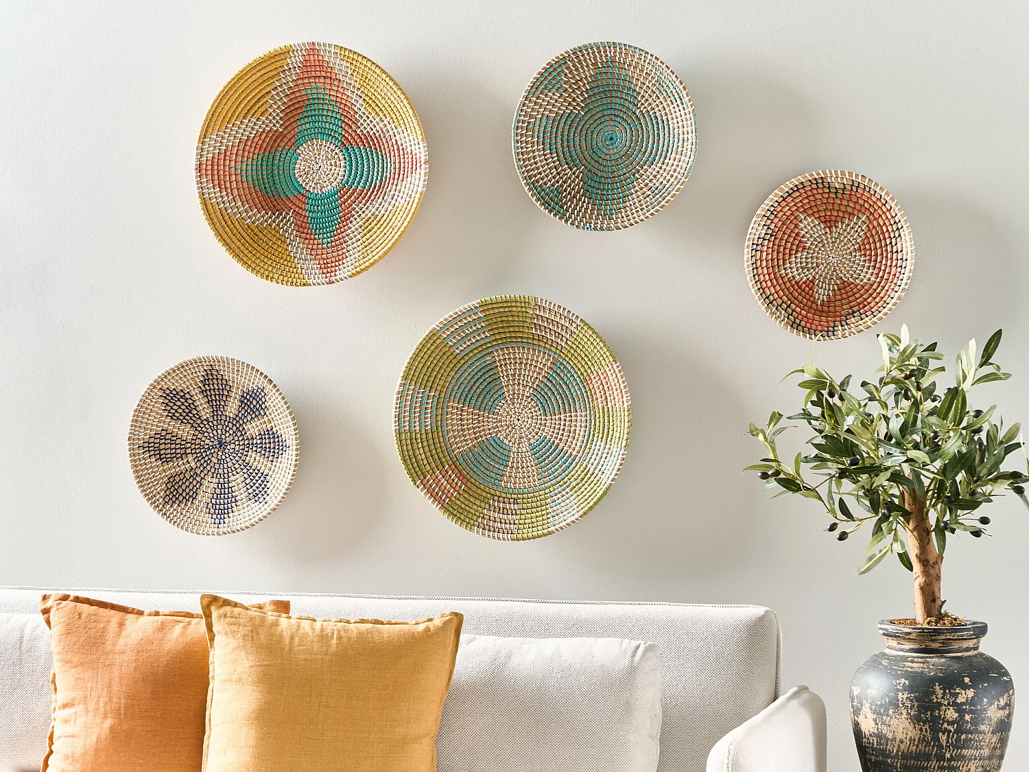 Wanddecoratie set van 5 meerkleurig SONLA