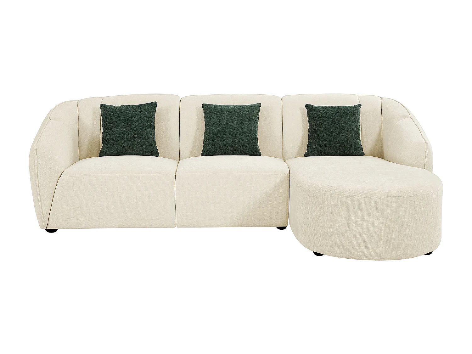 Zitbank met rechtse hoek in beige textuurstof NETOMIA