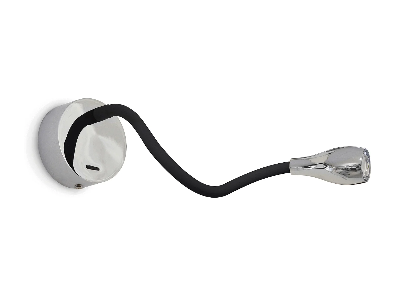 Moderne stijl Elfi reader wandlamp – L. 40,2 cm – binnenkant – staal en siliconen – zwart – 2W SMD LED – 3.000K – aan/uit – 360º graden – IP20