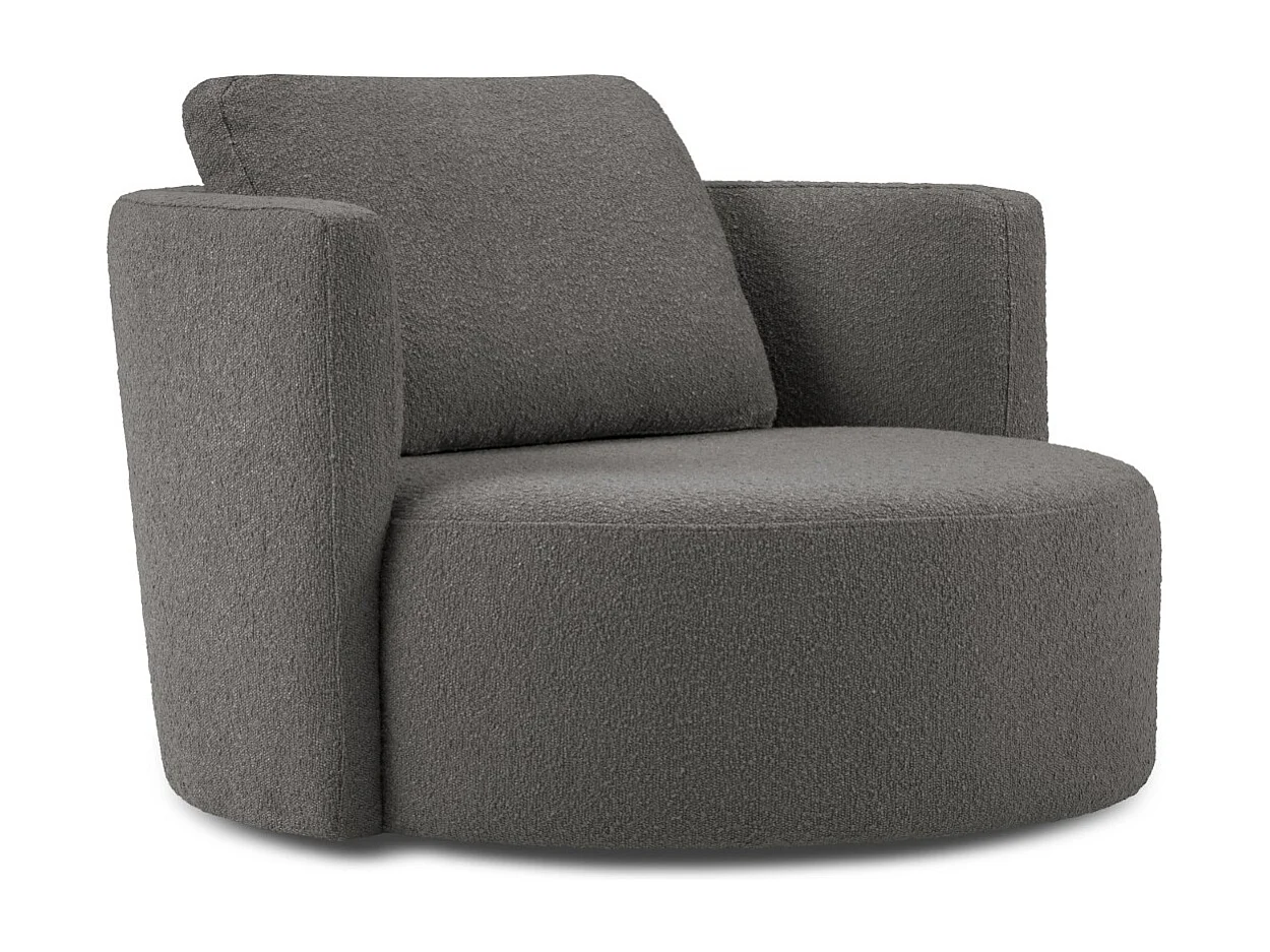 CXL by Christian Lacroix – Xl draaifauteuil "Adam" Boucle, Donkergrijs – 112x112x63cm