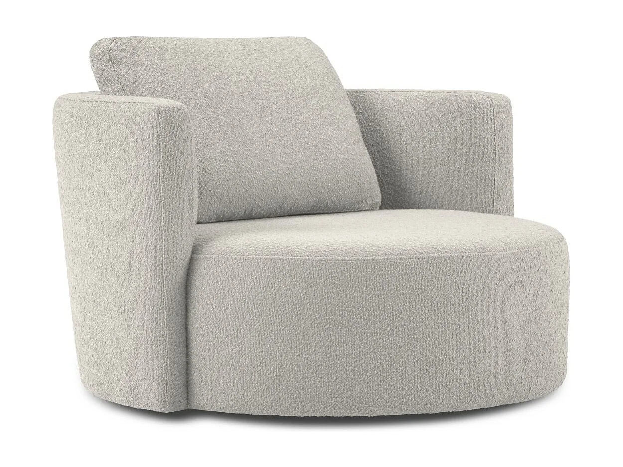 CXL by Christian Lacroix – Xl draaifauteuil "Adam" Boucle, Lichtgrijs – 112x112x63cm