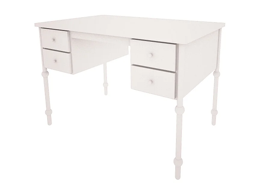 Wood Luck Babushka Bureau met 4 laden Wit