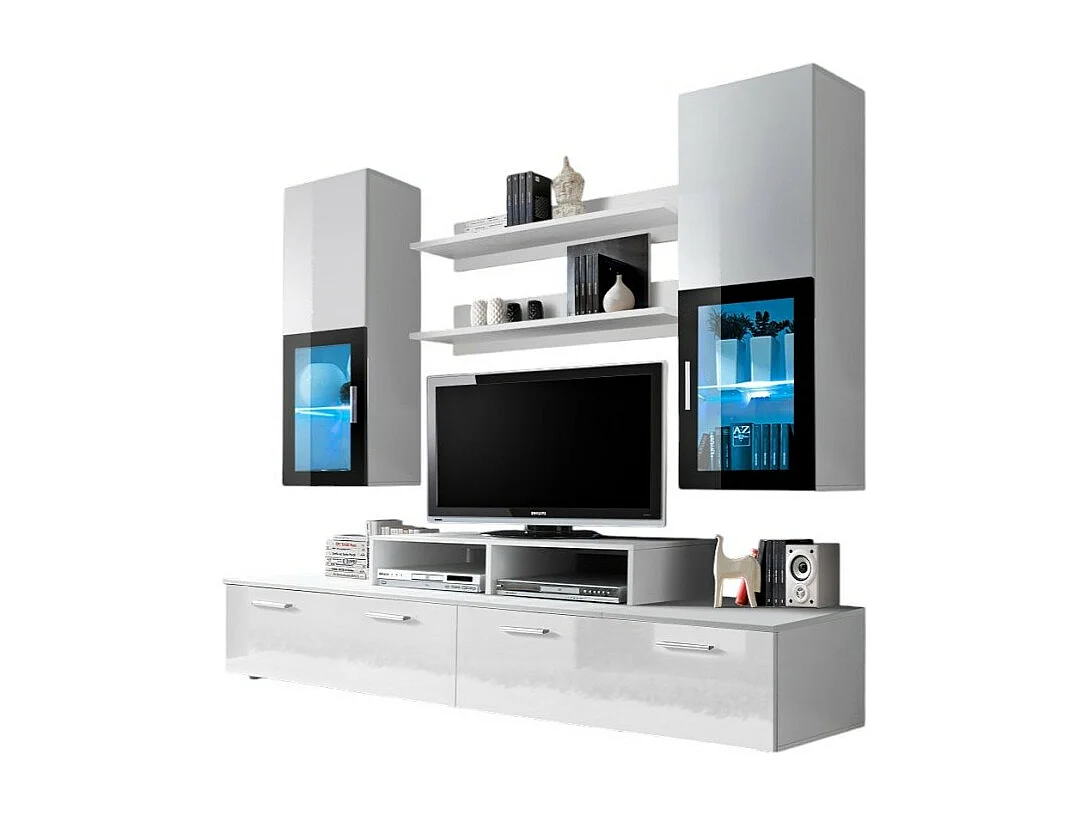 TV-meubel Wandmodel 200cm Design. Collectie MINI in witte kleur.