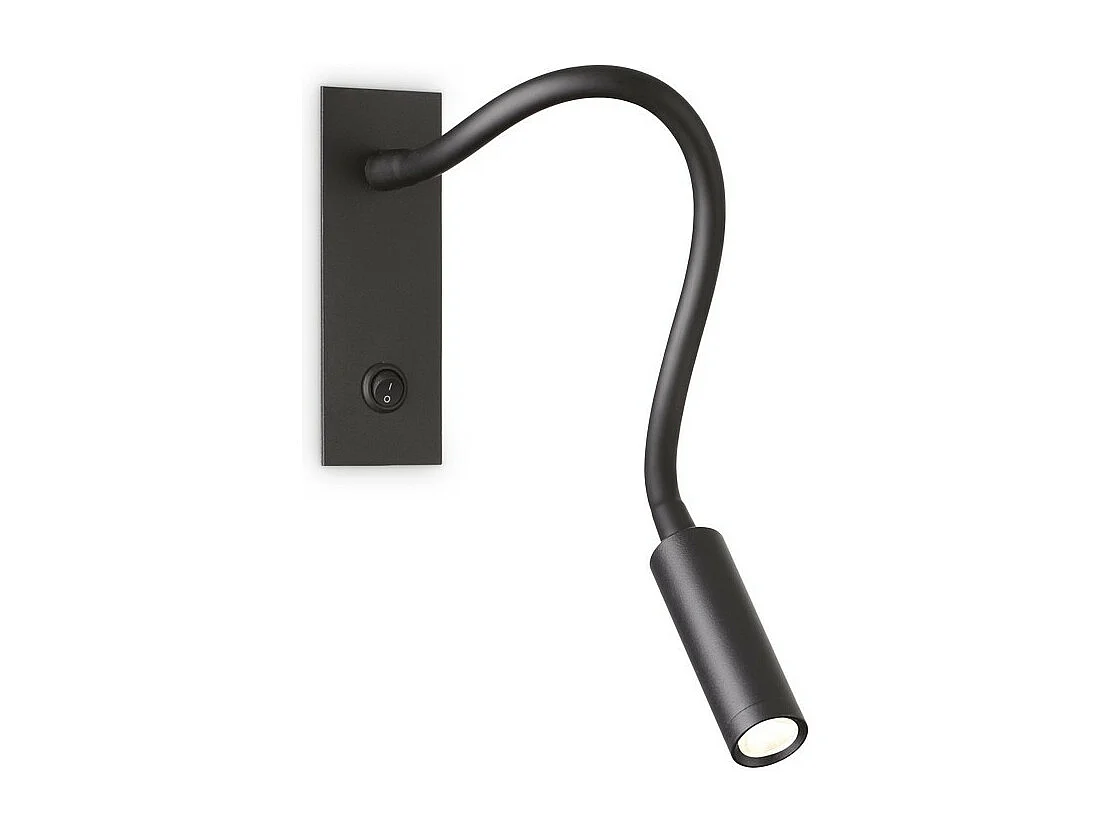 Zwarte metalen inbouwwandlamp met scharnierende arm