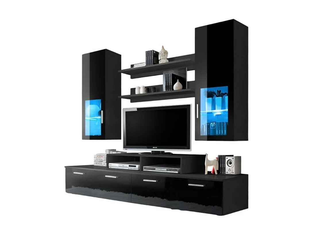 TV-meubel Wandmontage 200cm Design. Collectie MINI in zwart.