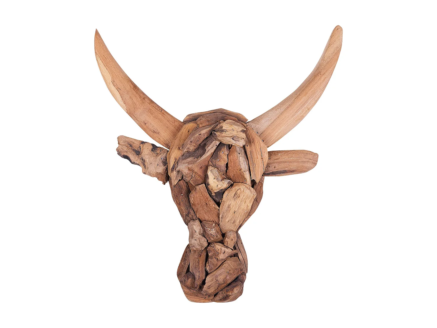 Wanddecoratie teakhout BULL HEAD