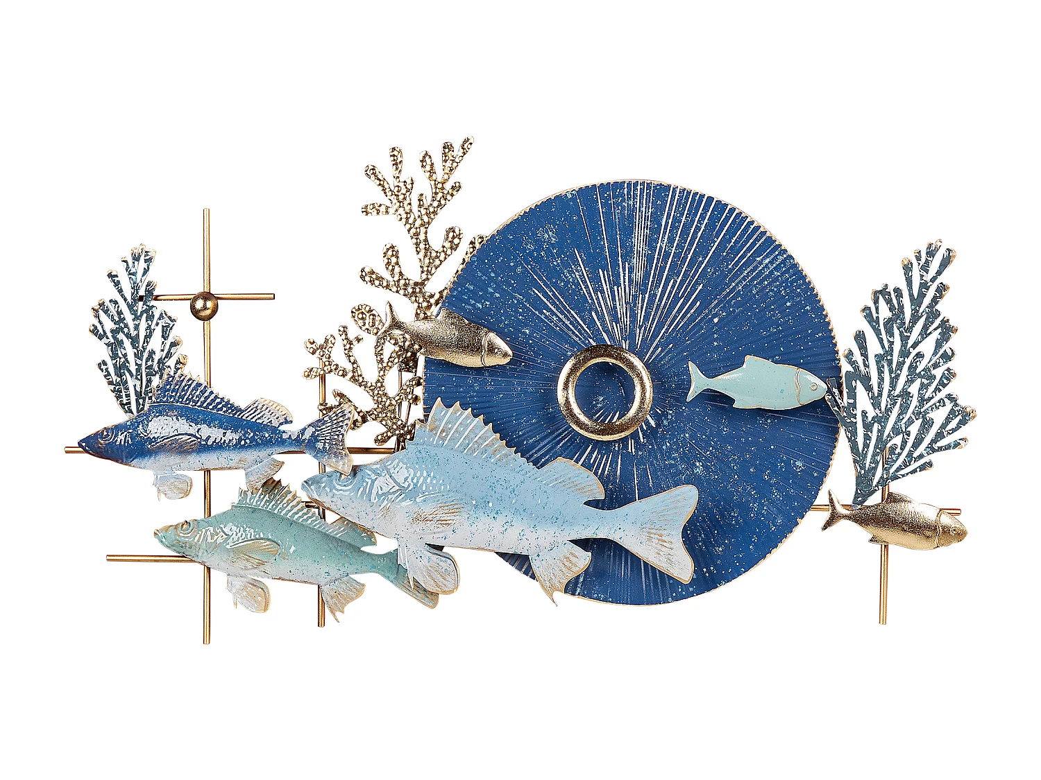 Wanddecoratie blauw/goud BARIUM