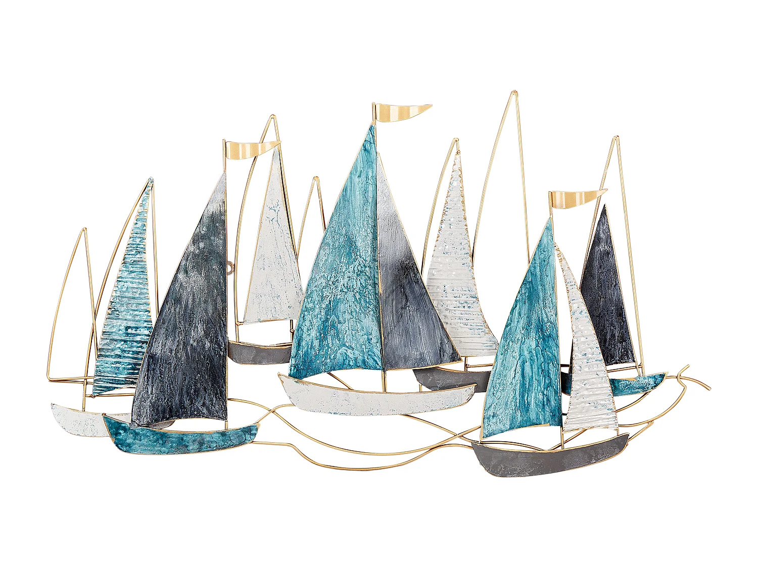 Wanddecoratie blauw/goud BOHRIUM