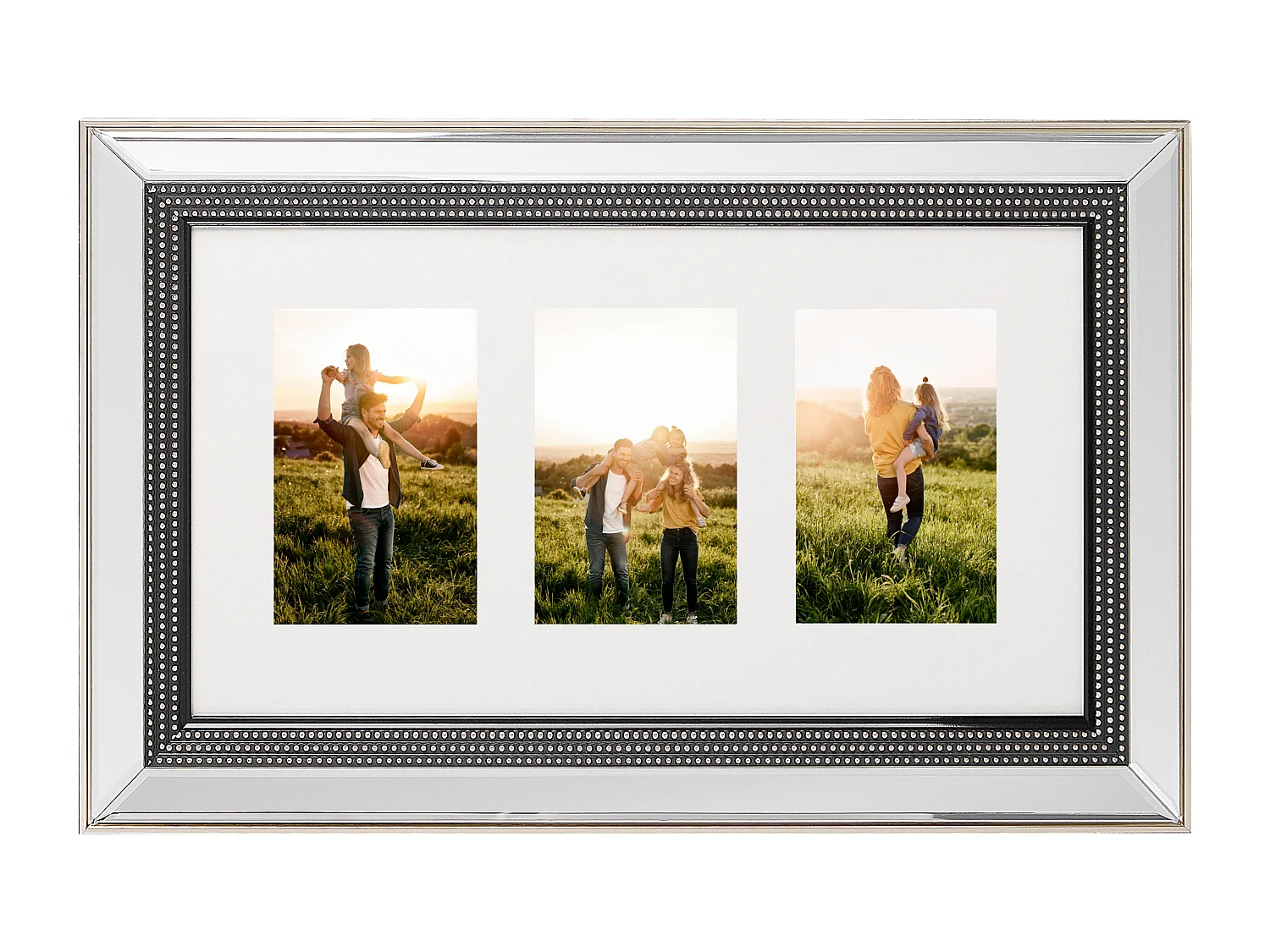 Wanddecoratie fotolijsten 3 fotos zilver DALABA