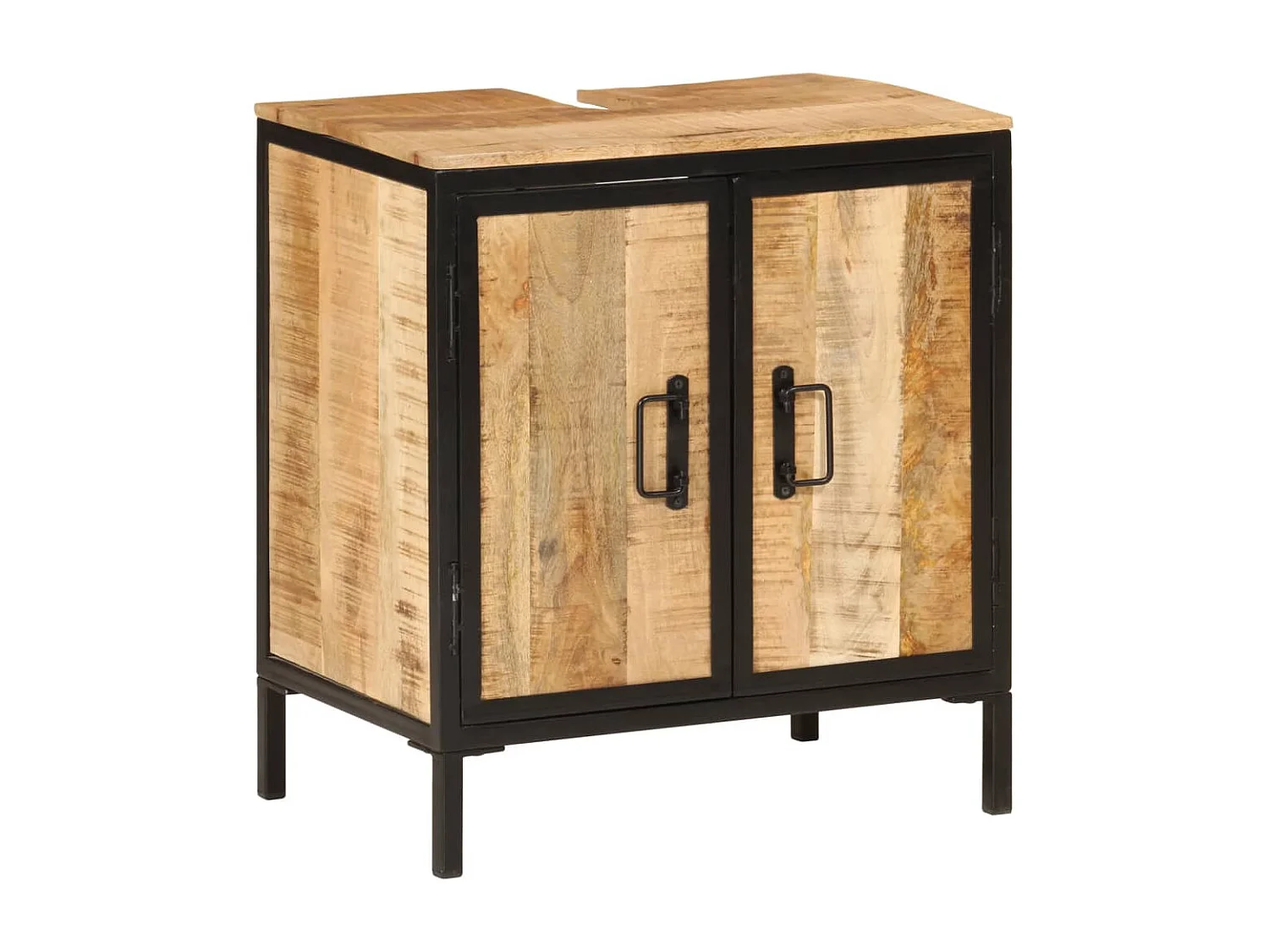 Wastafelkast 55x35x60 cm massief mangohout en ijzer