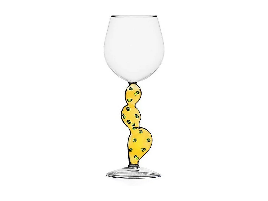 Wijnglas van borosilicaatglas, Cactus, geel 350 ml, Desert Plants