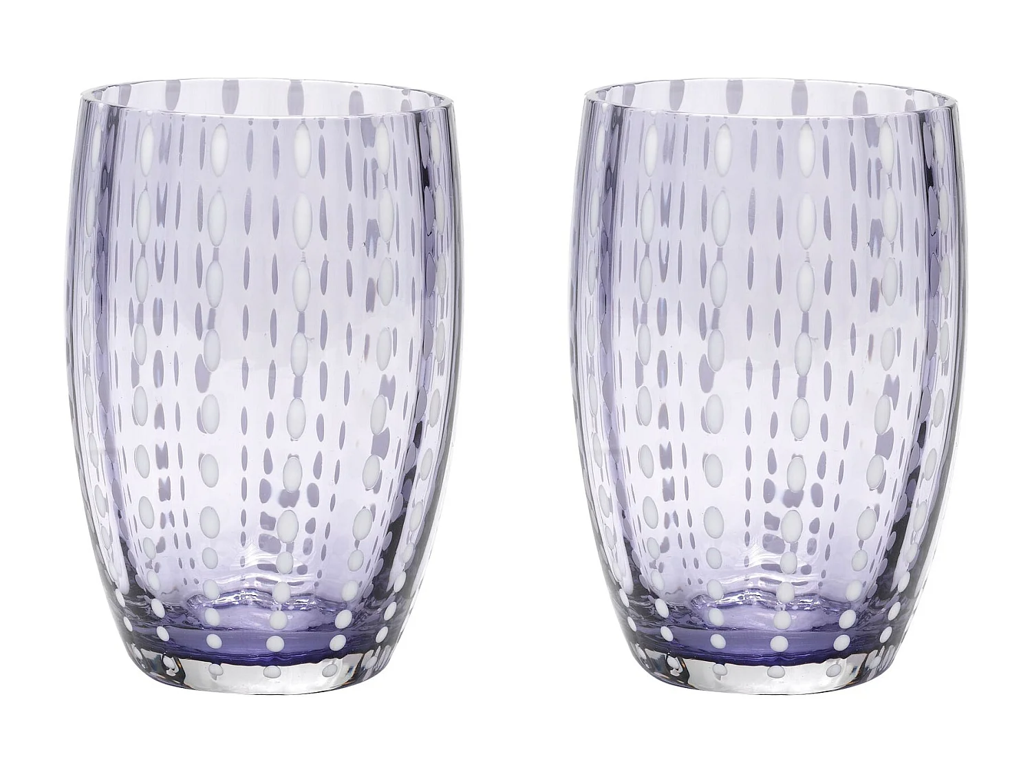 Zafferano Perle Verre Lavande – verre soufflé 32cl, fait main, set de 2 verres artisanaux pour eau ou cocktails, design unique