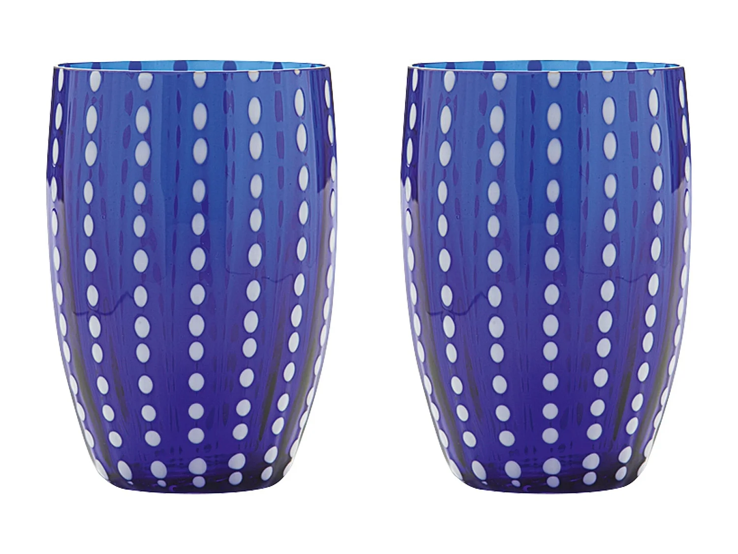 Zafferano Perle Blue Glass – Verre soufflé à la bouche coloré, 32 cl, fait main – Set de 2 verresartisanaux pour eau ou cocktails