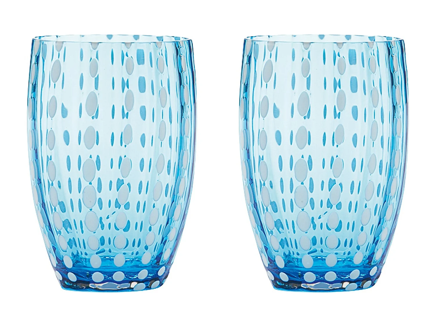 Zafferano Perle Verre Aquamarine – verre soufflé 32cl, fait main, set de 2 verres artisanaux pour eau ou cocktails, élégant