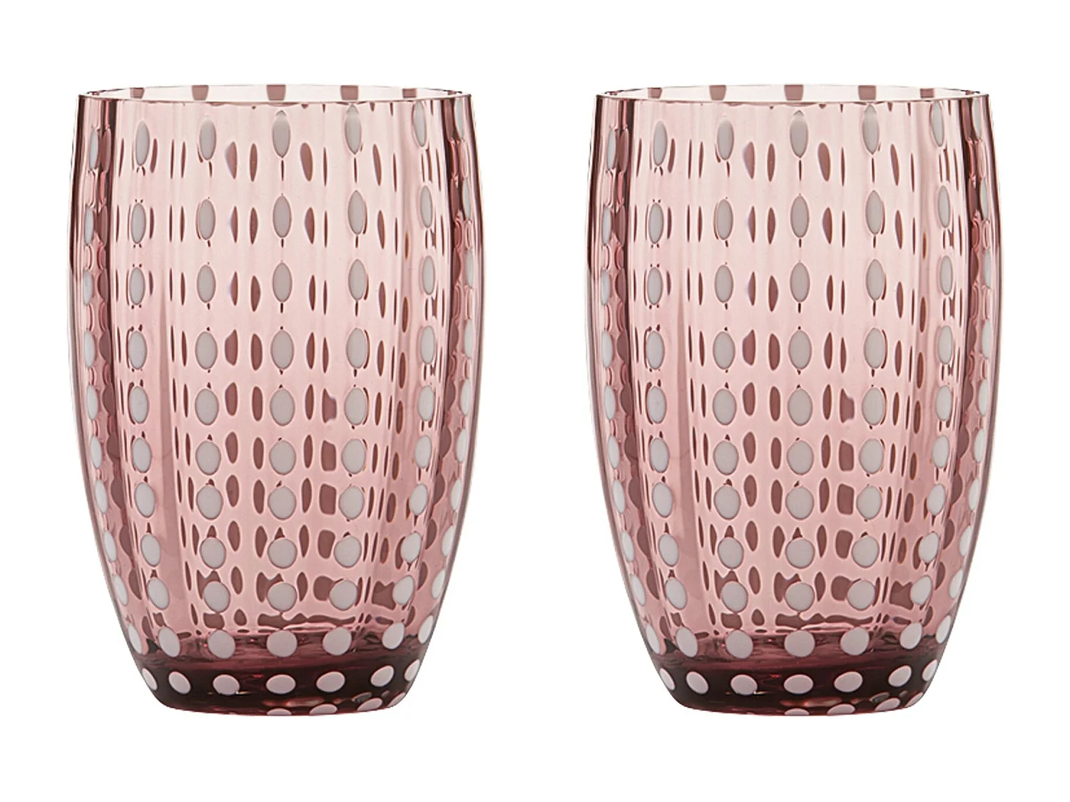 Zafferano Perle Verre Améthyste – Verre Soufflé Bouche Coloré, 32 cl, Fait Main – Lot de 2 verresArtisan pour Eau ou Cocktails