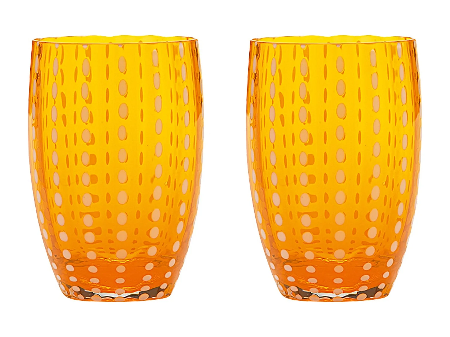 Zafferano Perle Verre Orange – verre soufflé 32cl, fait main, set de 2 verres artisanaux pour eau ou cocktails, style coloré