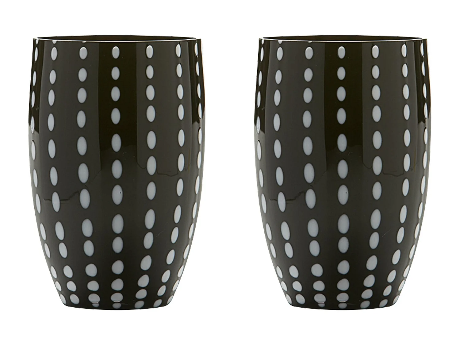 Zafferano Perle Black Glass – Verre soufflé à la bouche, 32 cl, fait main – Lot de 2 verresartisanaux pour eau ou cocktails