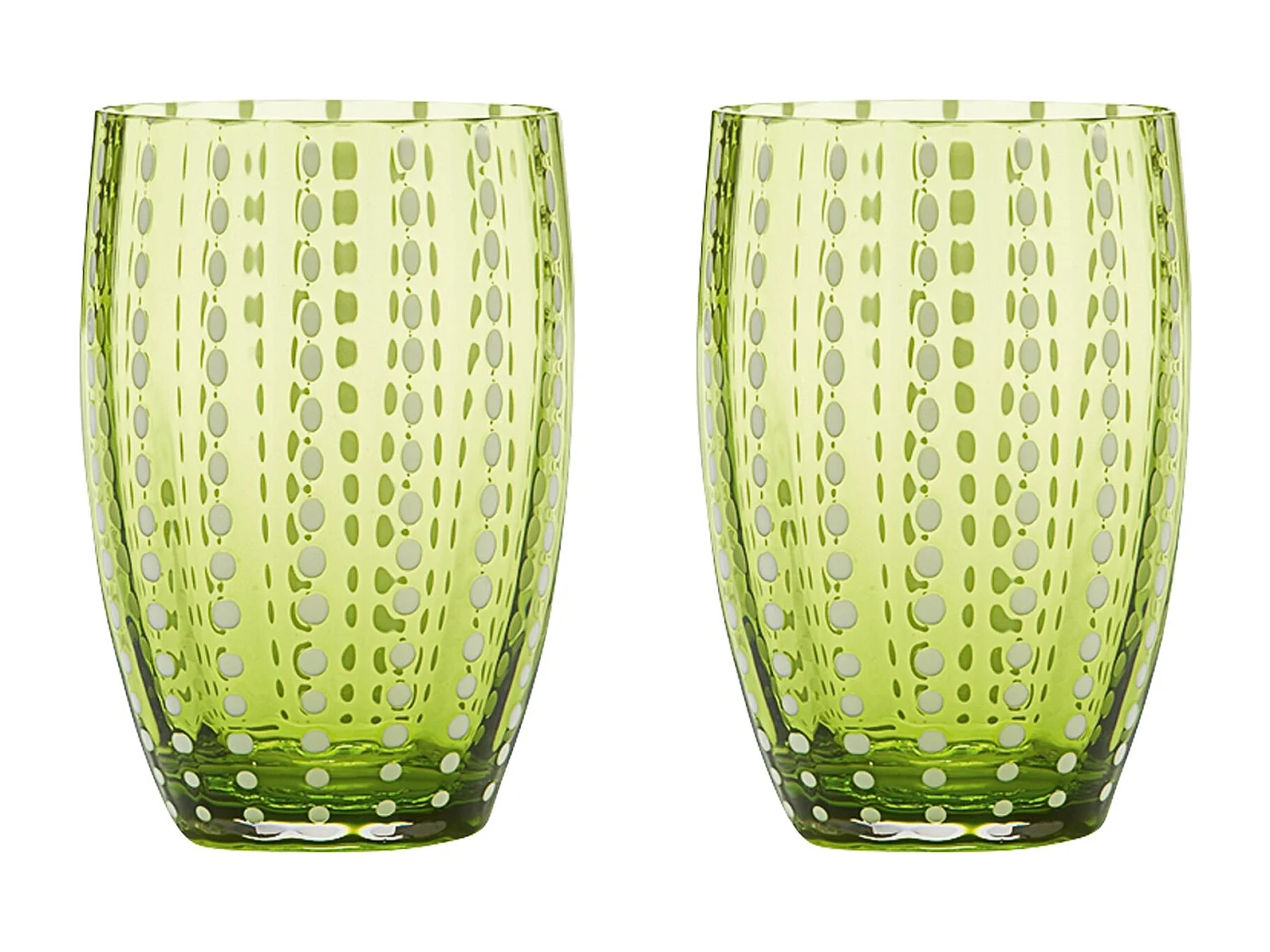 Zafferano Perle Apple Green Glass – Verre soufflé à la bouche, 32 cl, fait main – Lot de 2 verresartisanaux pour eau ou cocktails
