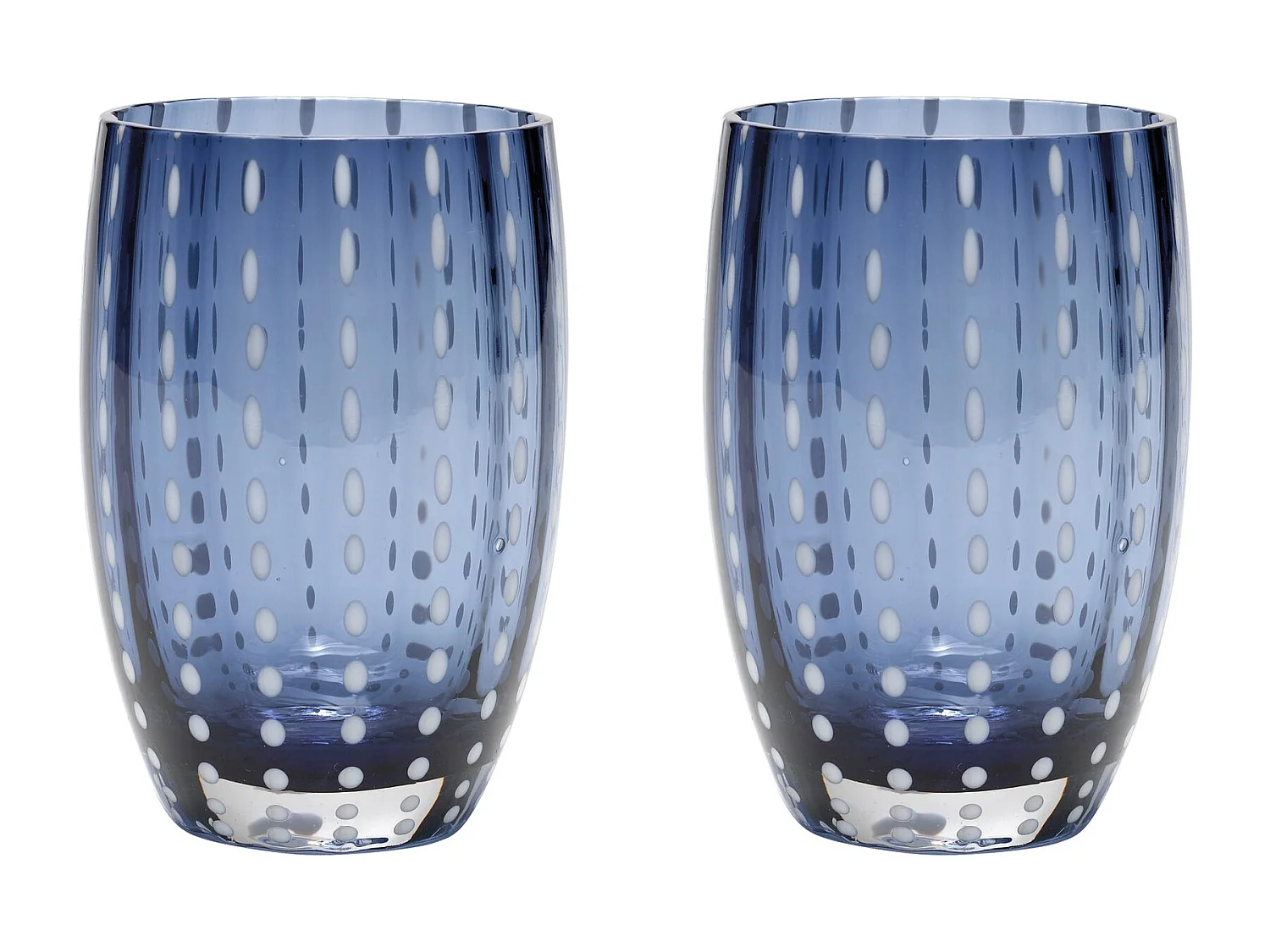 Zafferano Perle Glass Blue Grey – Verre soufflé à la bouche, 32 cl, fait main – Set de 2 verresartisanaux pour eau ou cocktails