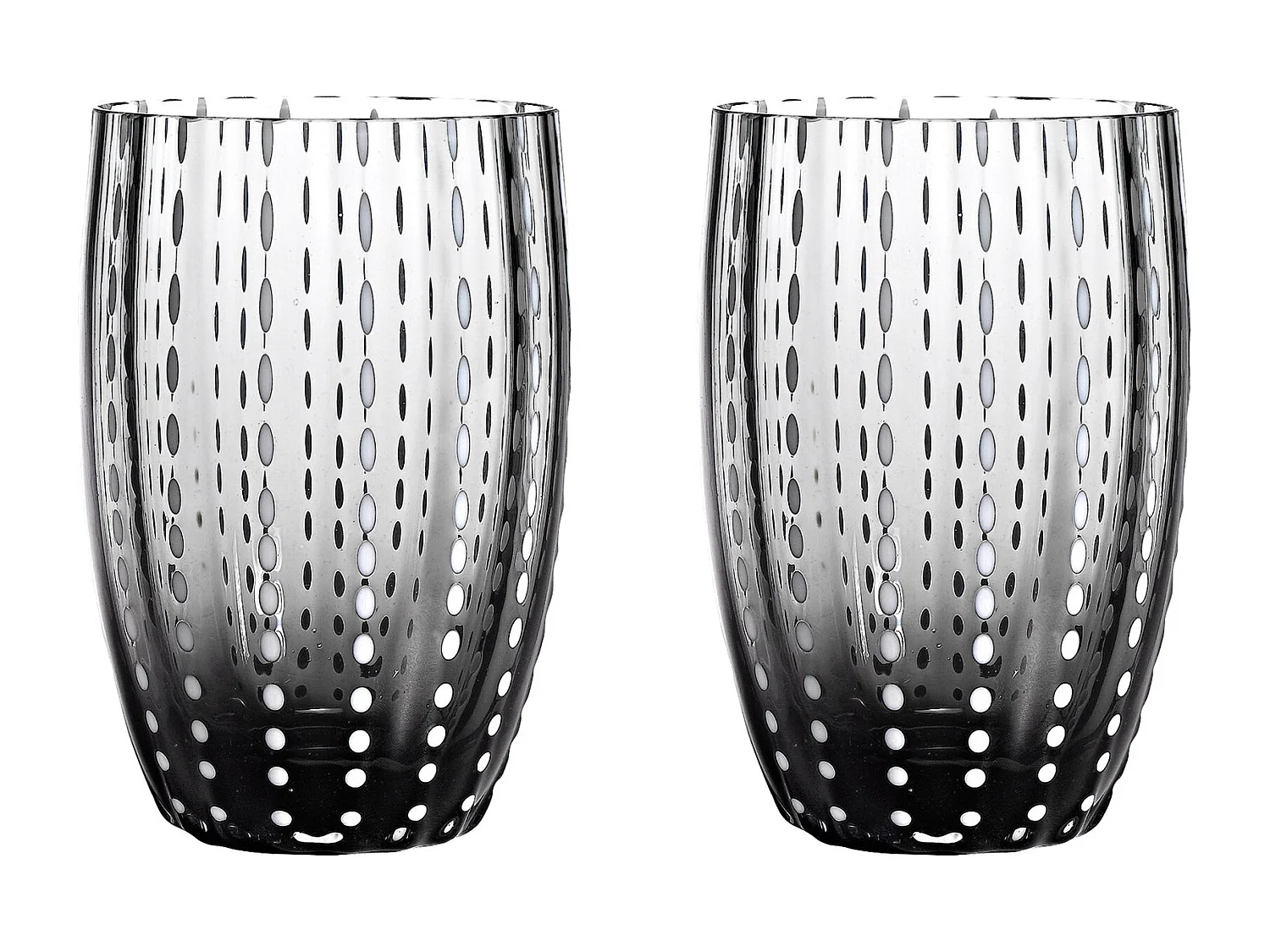 Zafferano Perle Grey Glass – Verre soufflé à la bouche, 32 cl, fait main – Set de 2 verresartisanaux pour eau ou cocktails
