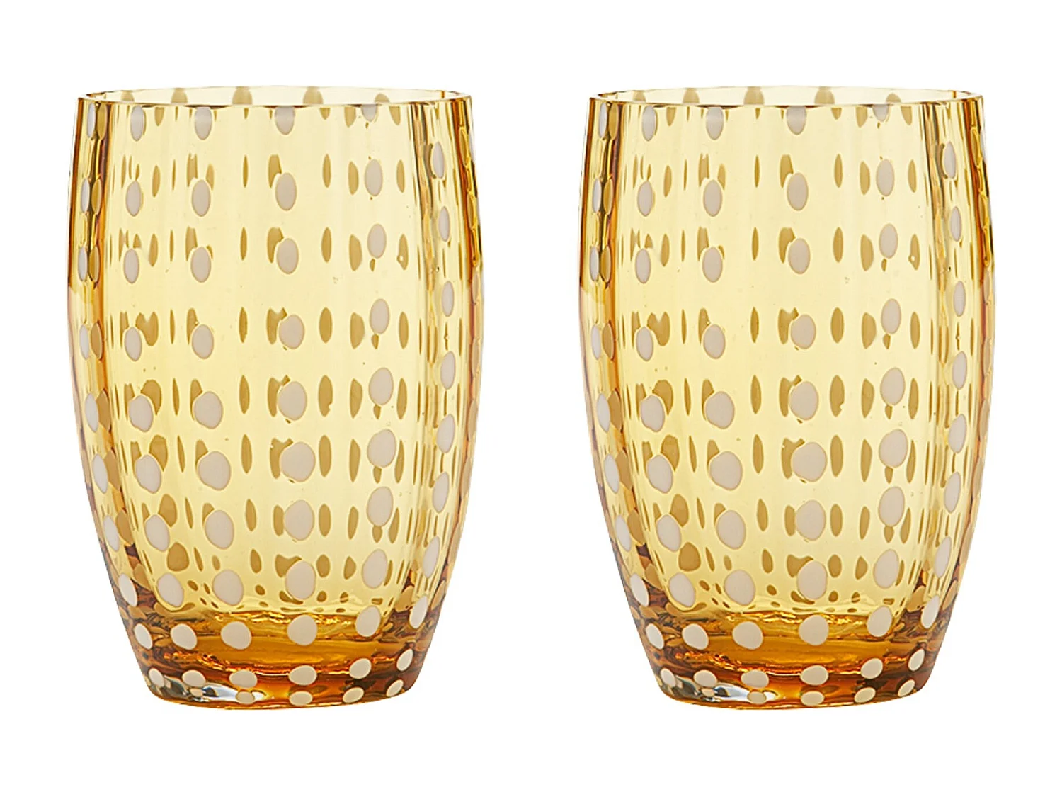 Zafferano Perle Amber Glass – Verre soufflé à la bouche, 32 cl, fait main – Set de 2 verresartisanaux pour eau ou cocktails