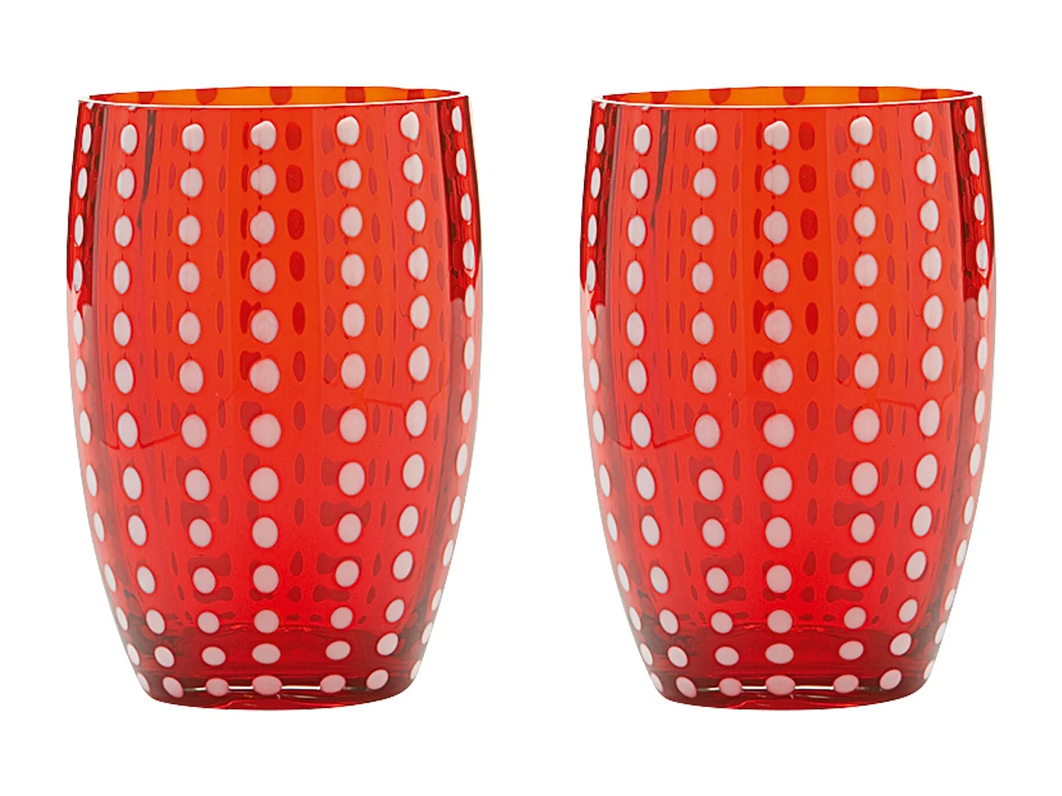 Zafferano Perle Red Glass – Verre soufflé à la bouche, 32 cl, fait main – Lot de 2 verresartisanaux pour eau ou cocktails