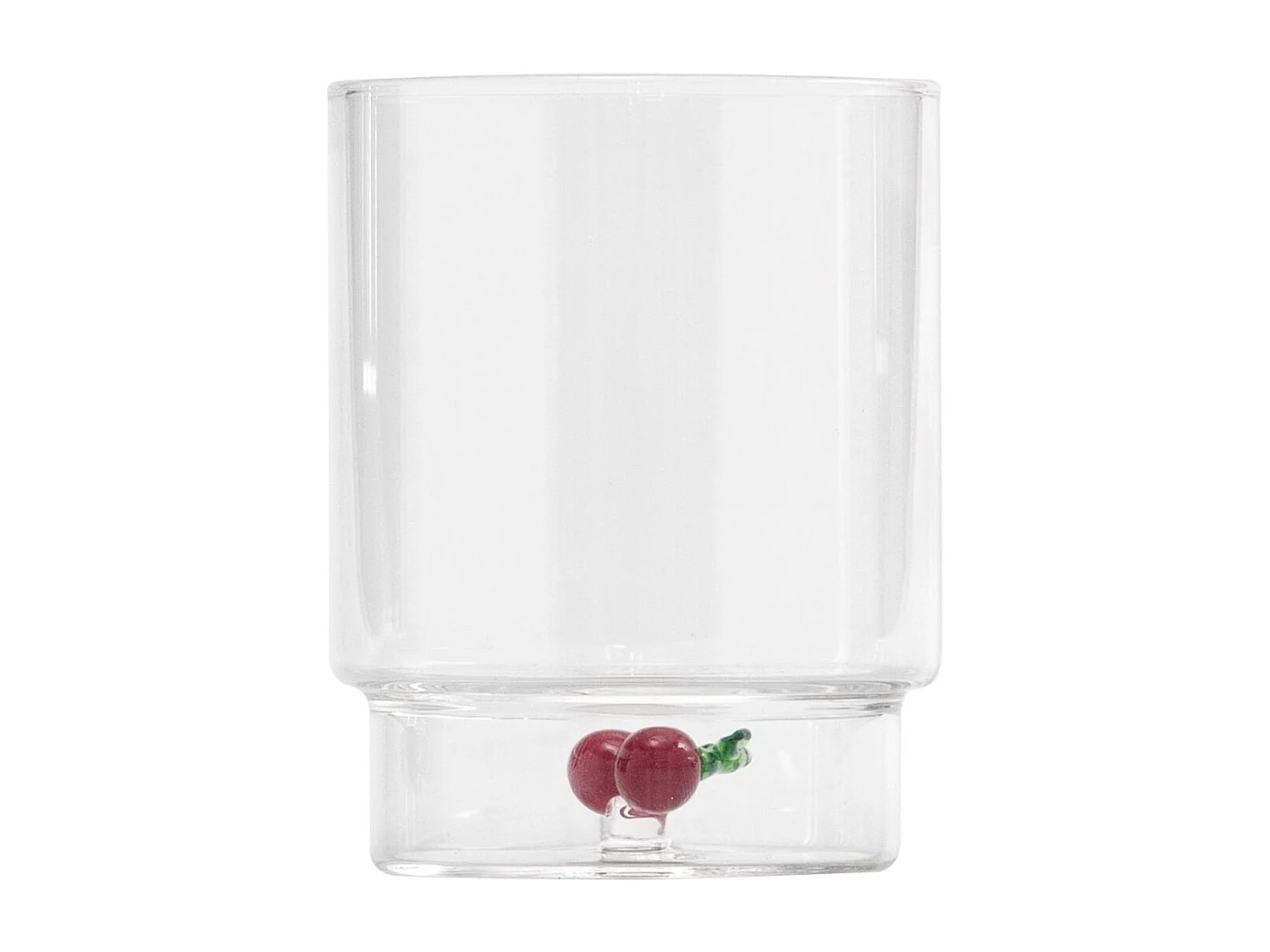 Zafferano Teca Frutta – Lot de 6 verres en verre borosilicate avec cerises – Gobelet 35 cl à double fond décoré à la main, facilement lavable