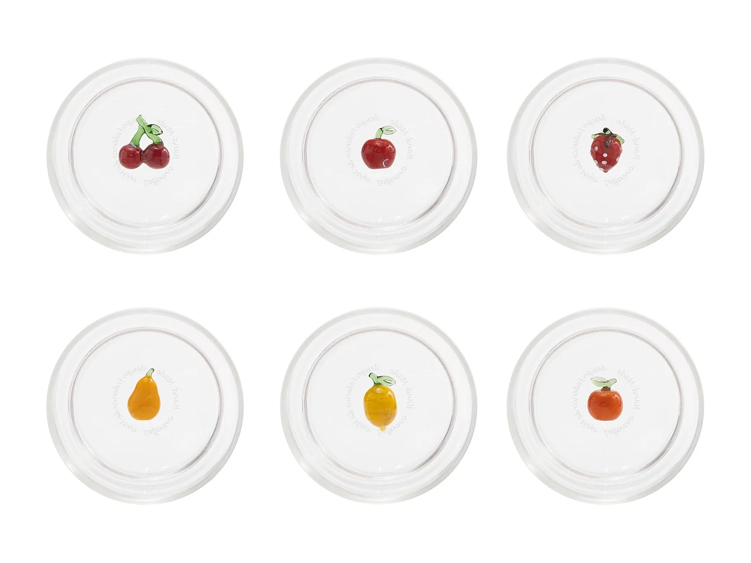 Zafferano Teca Frutta Mix – Lot de 6 verres en verre borosilicate avec fruits – Gobelet 35 cl à double fond décoré à la main, facilement lavable