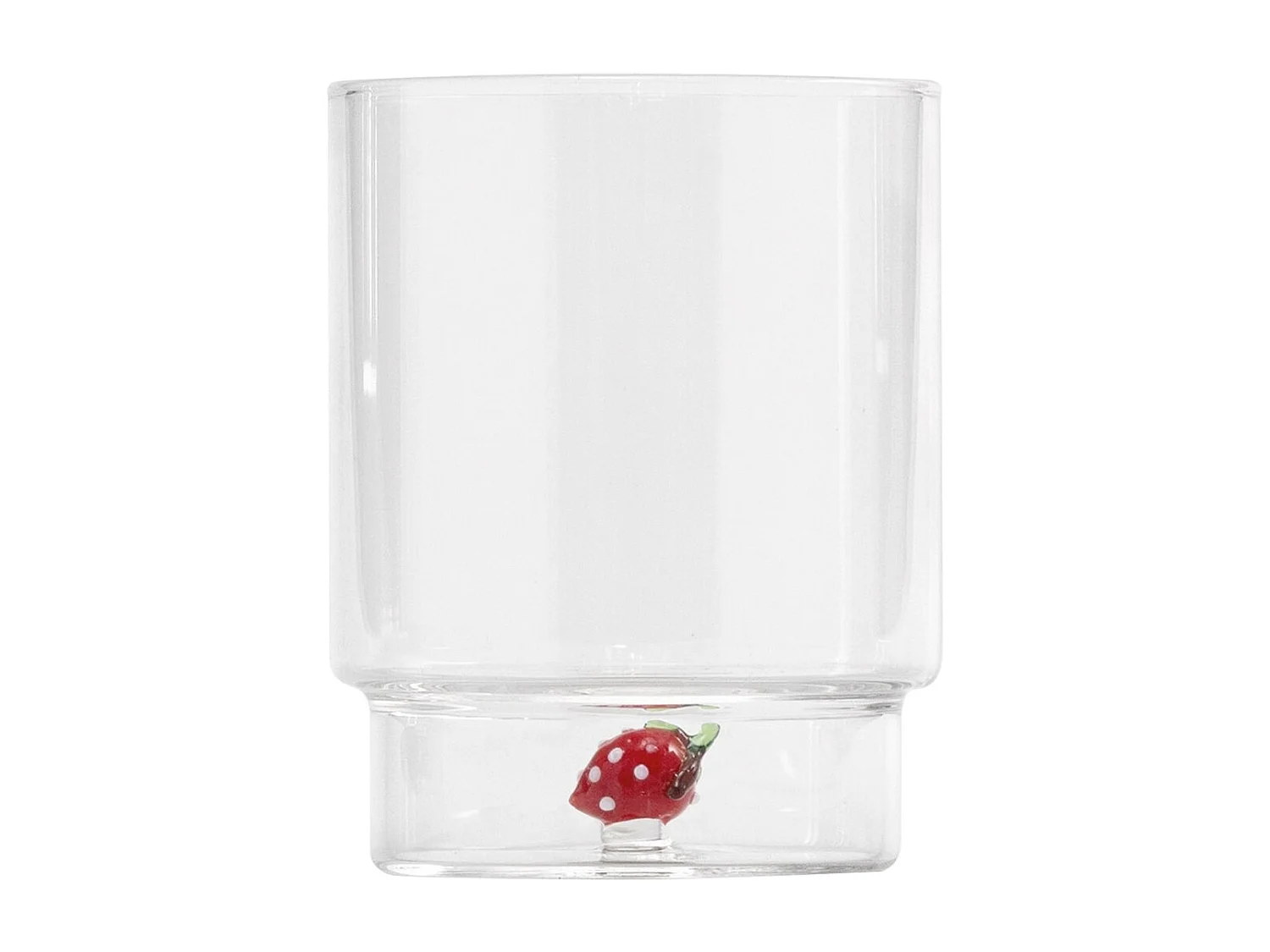 Zafferano Teca Frutta – Lot de 6 verres en verre borosilicate avec fraise – Gobelet 35 cl à double fond décoré à la main, facilement lavable