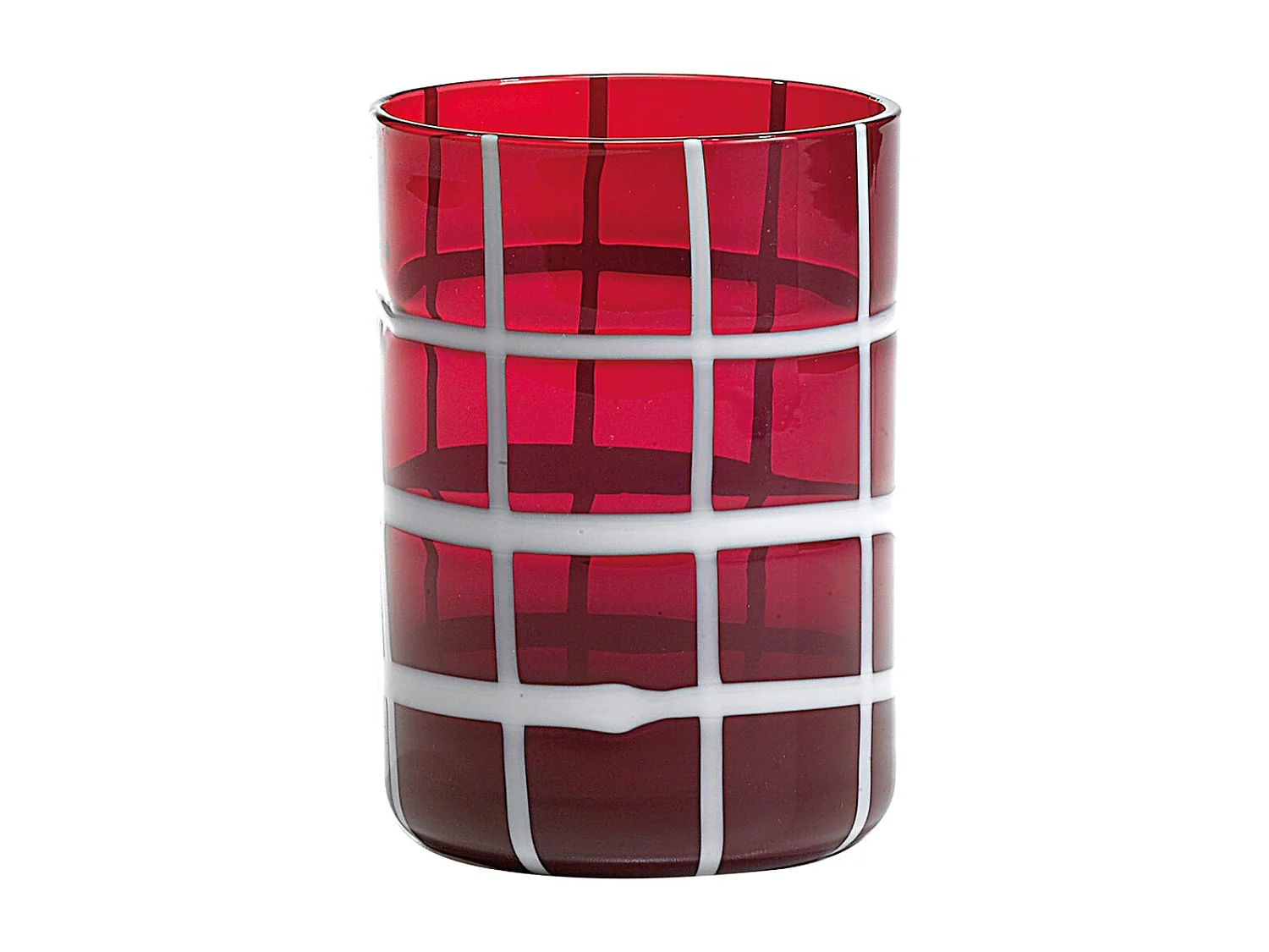 Zafferano Twiddle – Lot de 6 verres en verre soufflé rouge, 35 cl – Verres faits main avec décoration blanche, lavables au lave-vaisselle