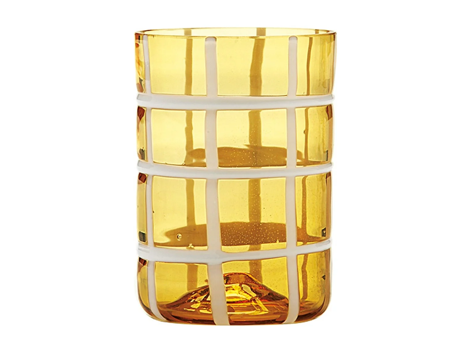 Zafferano Twiddle – Lot de 6 verres en verre soufflé ambré, 35 cl – Verres faits main avec décoration blanche, lavables au lave-vaisselle