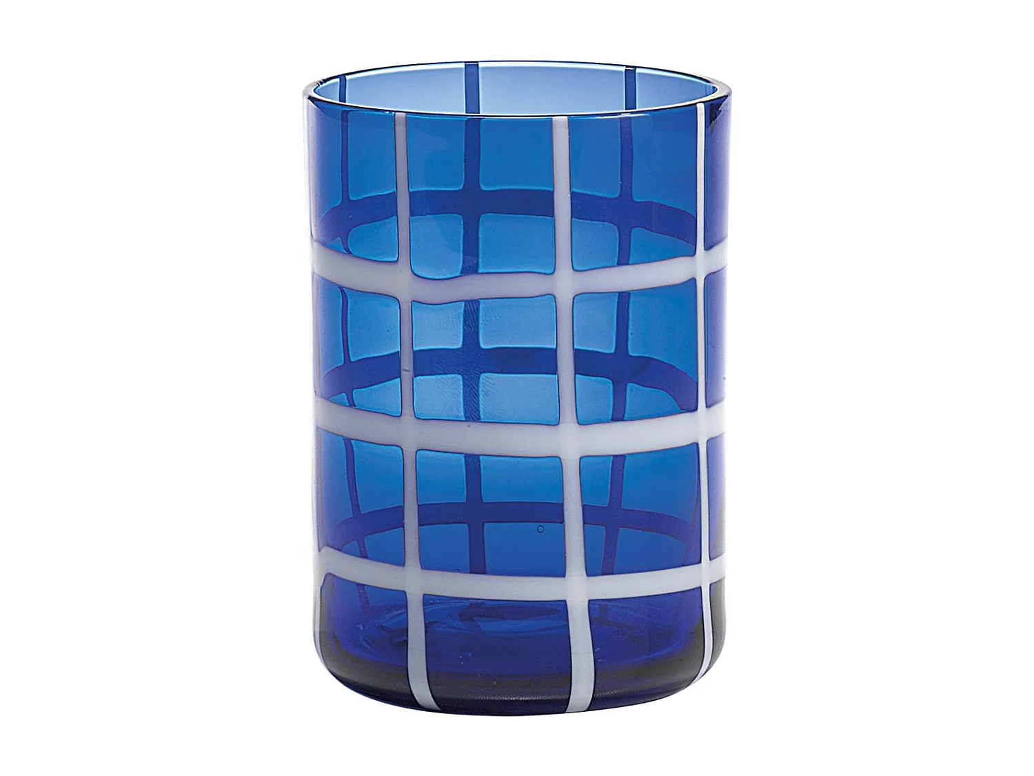 Zafferano Twiddle – Lot de 6 verres en verre soufflé bleu, 35 cl – Verres faits main avec décoration blanche, lavables au lave-vaisselle