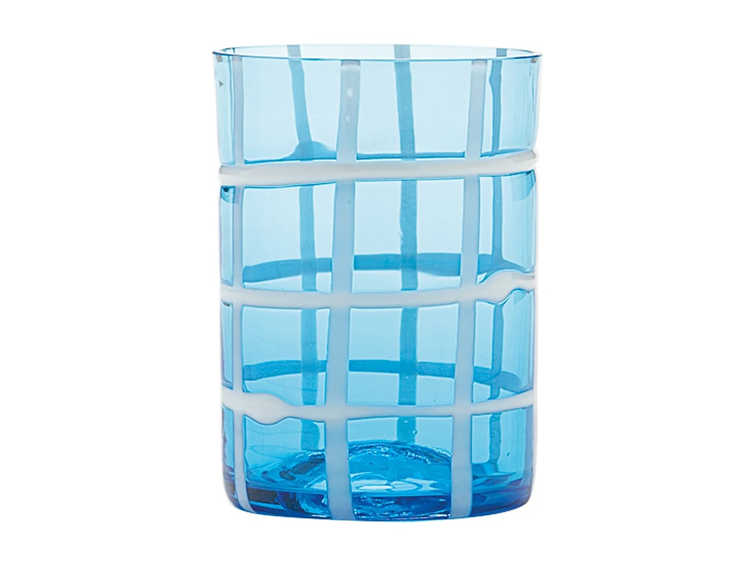 Zafferano Twiddle – Coffret de 6 verres aigue-marine en verre soufflé, 35 cl – Verres faits main avec décoration blanche, lavables au lave-vaisselle