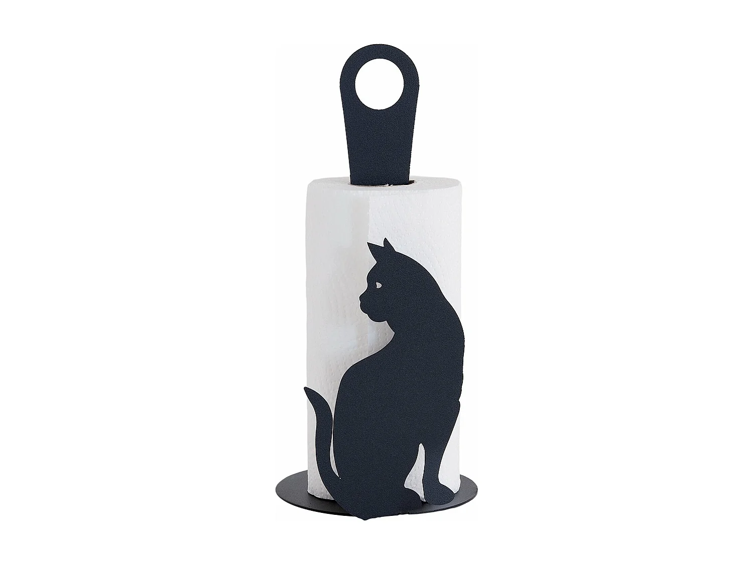 Porte-rouleau de papier toilette en acier Black Cat, capacité 1 rouleau, design élégant pour salon et cuisine, fabriqué en Italie
