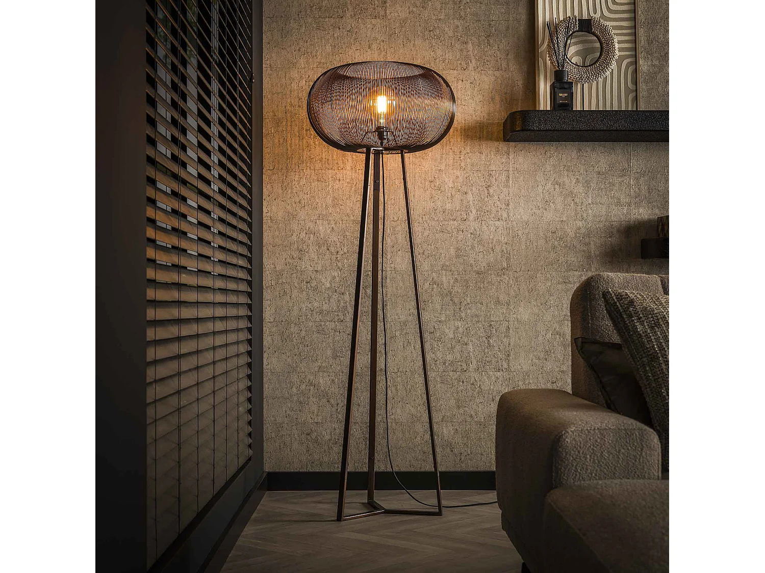 Vloerlamp 3-poot Copper Twist – Koperkleurig