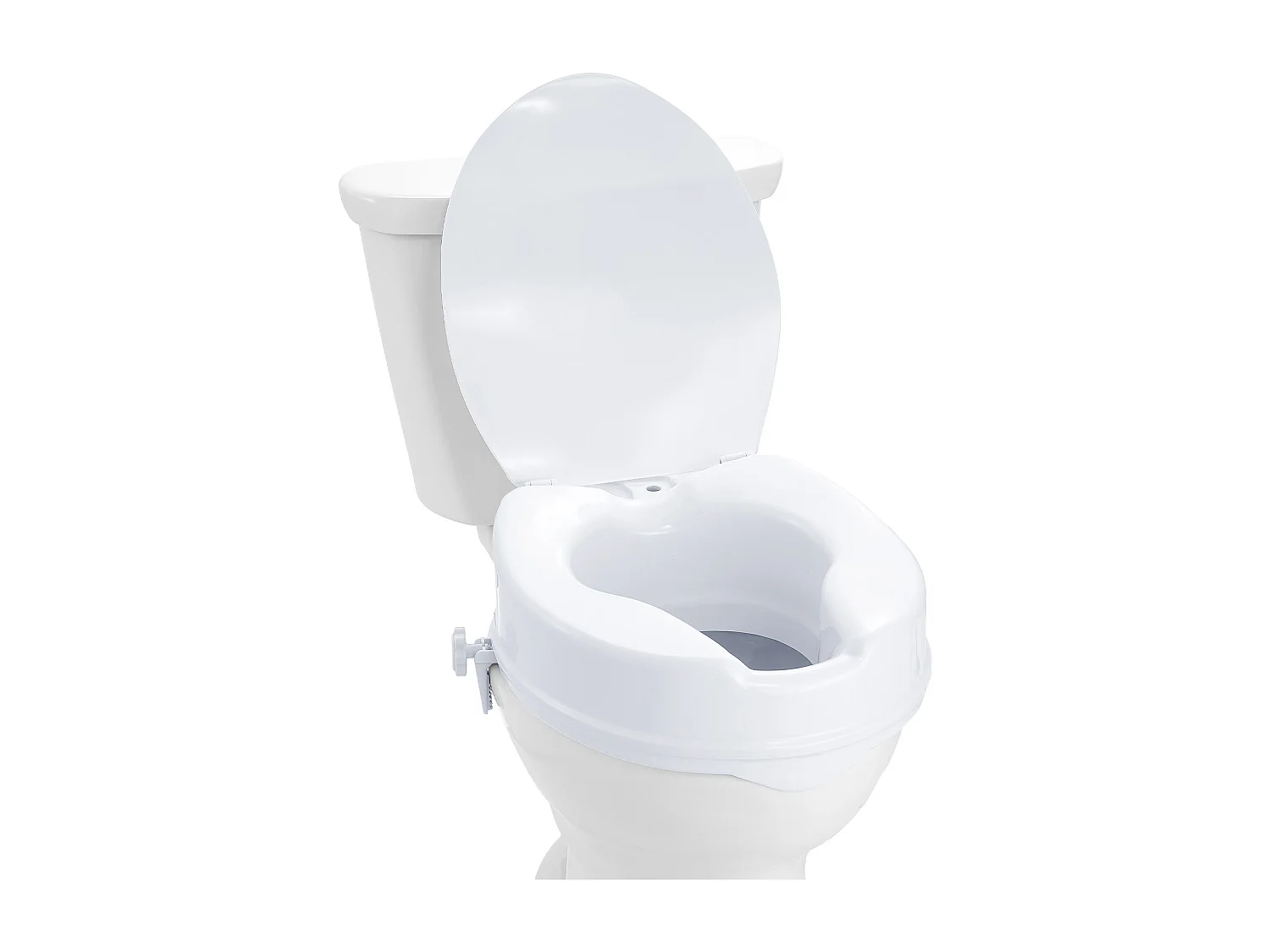 Verhoogd wit toiletbril SucceBuy 10 cm, snelle installatie, robuust kunststof, draagvermogen 136 kg, universeel en hygiënisch