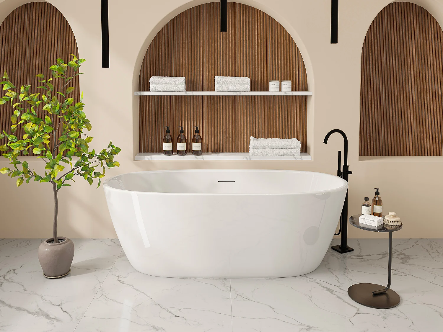 Wit hoekbad – 250L – Acryl – 170 x 76 x 58 cm – YAMISA