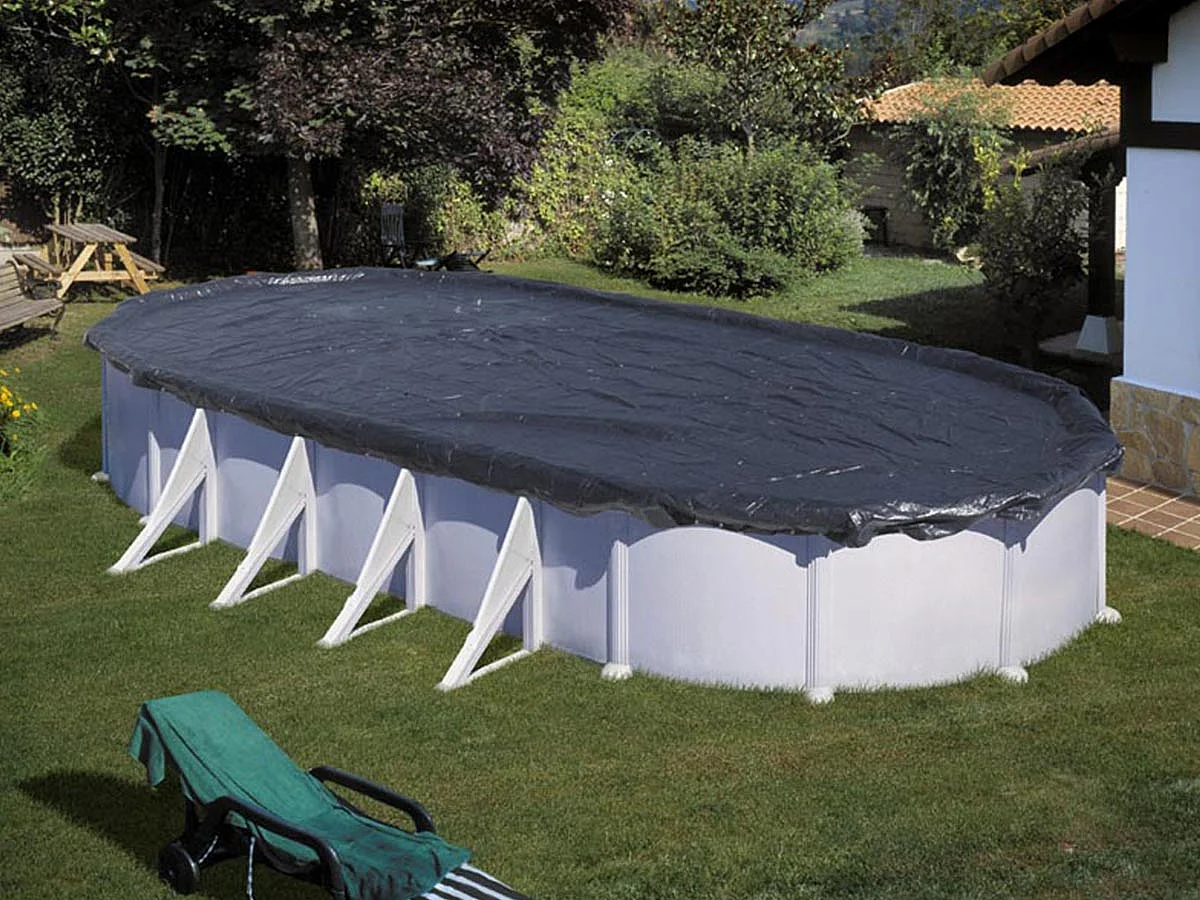 Winterafdekking voor ovaal zwembad 7,30 x 3,75 m of in 8 van 6,40 x 3,90 m