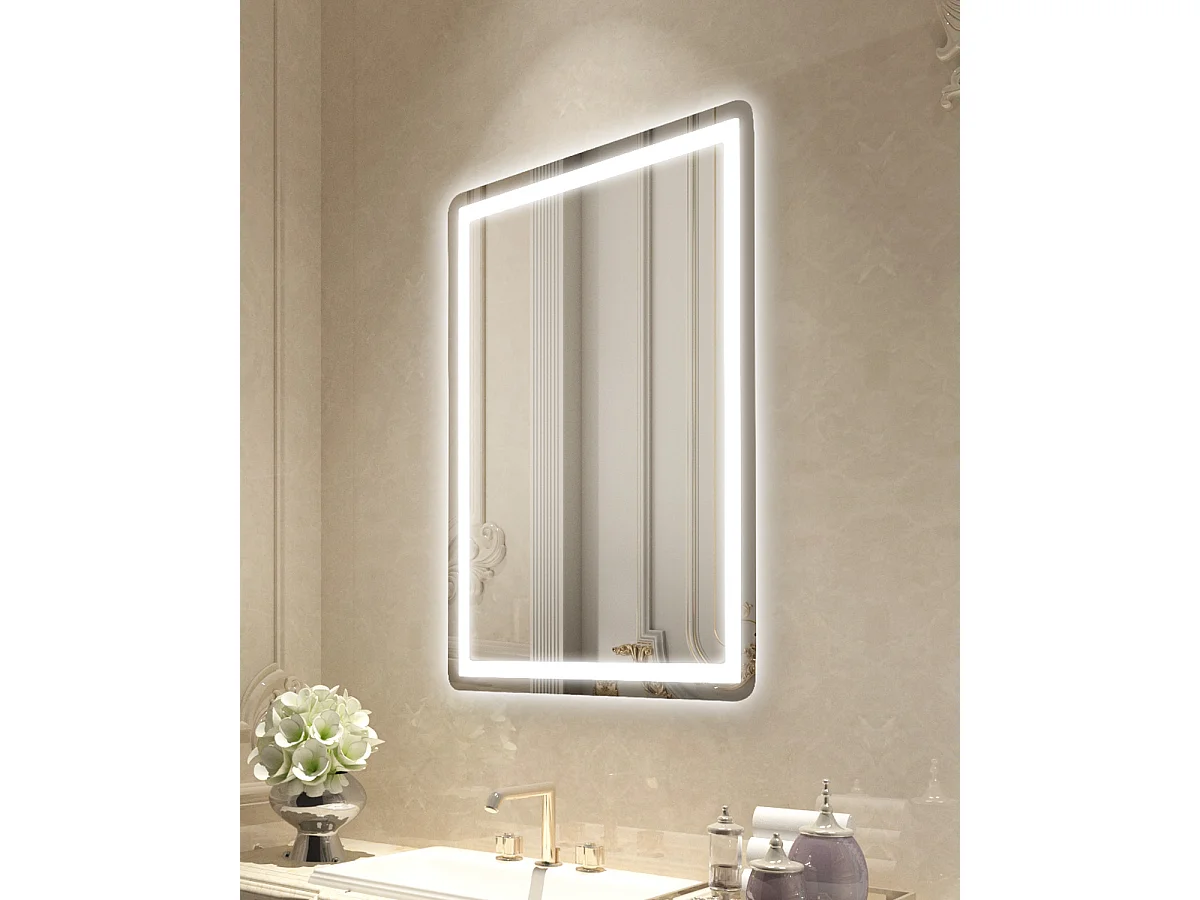 Wandspiegel SucceBuy 60 x 80 cm, LED Badkamerspiegel, Antibuig, 3 Kleuren