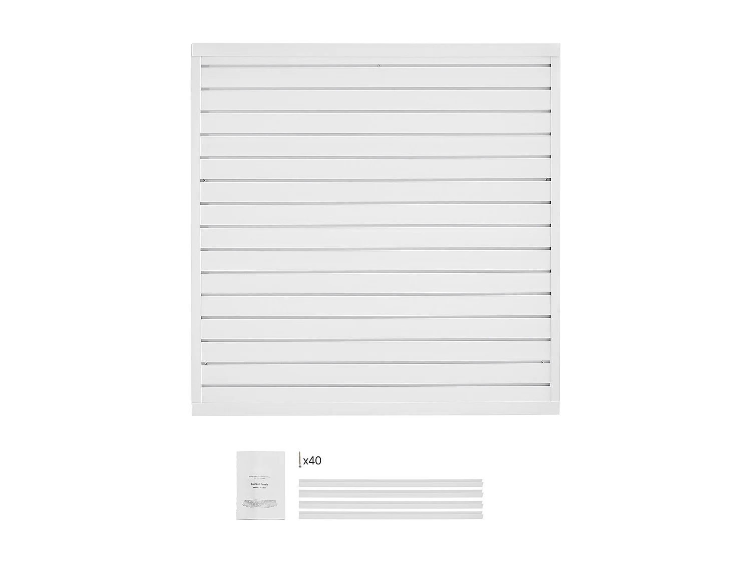 Wandpaneel met Latten SucceBuy, 122 x 122 cm, Witte PVC-Garagenlatten, Modulaire Ontwerp