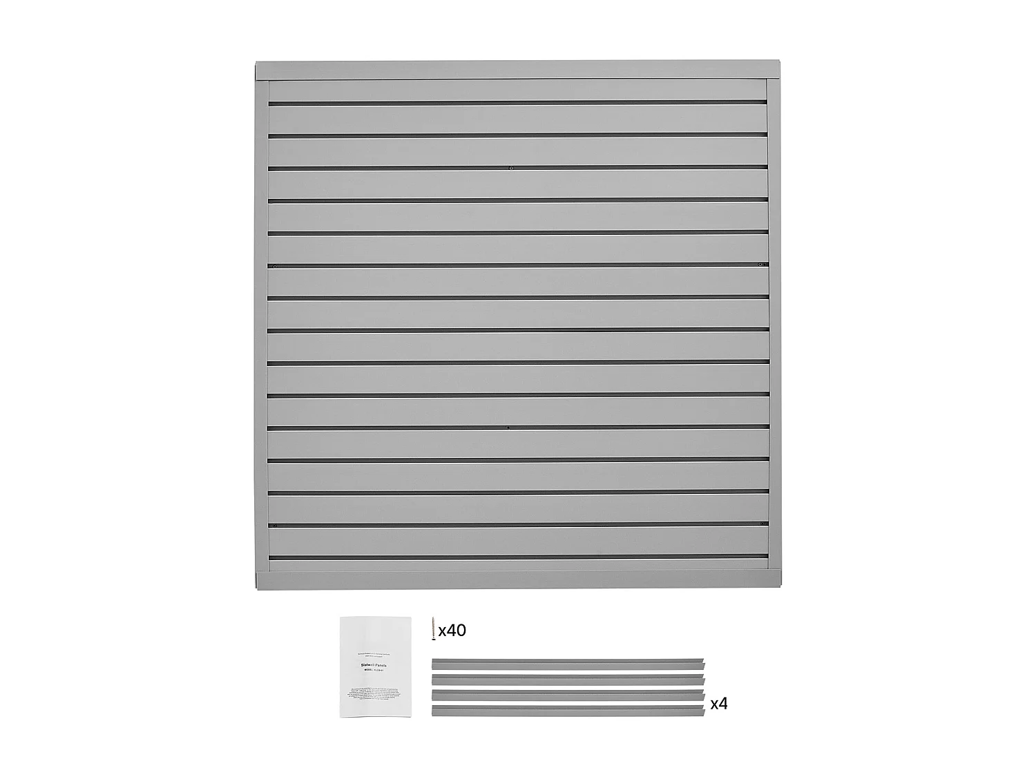 Wandpaneel met Latten SucceBuy, 122 x 122 cm, Grijze PVC-Garagenlatten, Modulaire Ontwerp