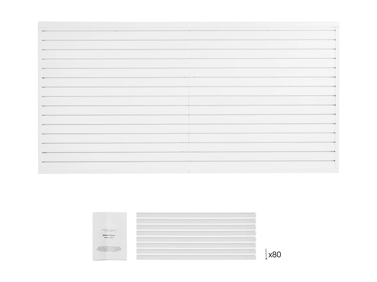 Wandpaneel met Latten SucceBuy, 244 x 122 cm, Witte PVC-Garagenlatten, met Montageaccessoires