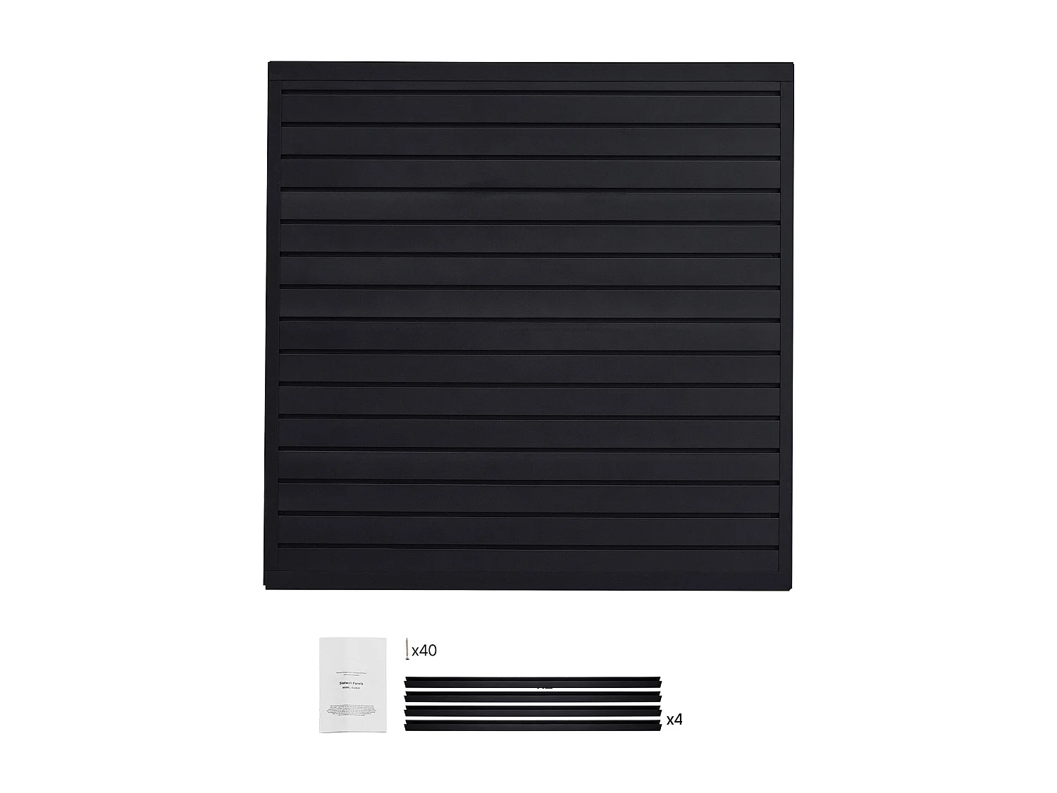 Wandpaneel met Latten SucceBuy, 122 x 122 cm, Zwarte PVC-Garagenlatten, Modulaire Ontwerp