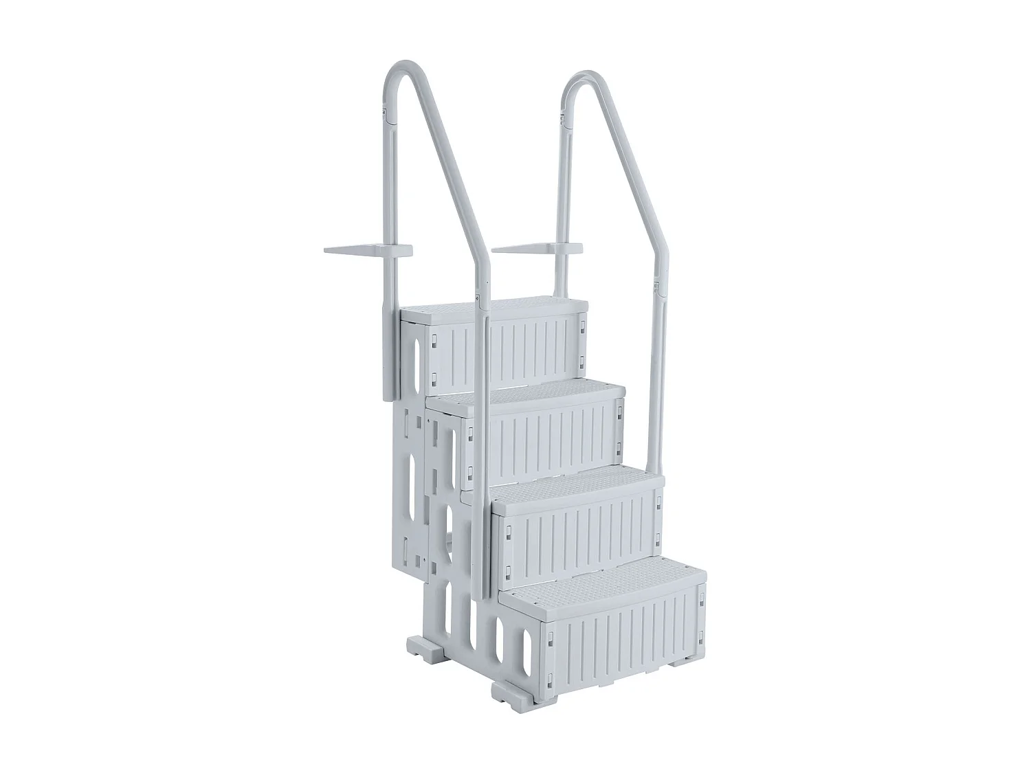 Zwembadladder SucceBuy met 4 Treden, Grijs, 2 Leuningen, Draagvermogen 181,4 kg voor Zwembaden van 122–137 cm